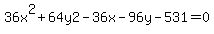 36x%5E2%2B64y2-36x-96y-531=0