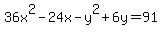 36x%5E2-24x-y%5E2%2B6y=91