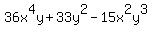 36x%5E4y%2B33y%5E2-15x%5E2y%5E3
