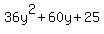 36y%5E2%2B60y%2B25