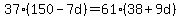 37%28150-7d%29=61%2838%2B9d%29