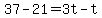 37-21=3t-t