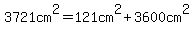 3721cm%5E2=121cm%5E2%2B3600cm%5E2