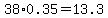 38%2A0.35=13.3