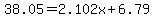 38.05=2.102x%2B6.79