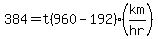 384=t%28960-192%29%28km%2Fhr%29