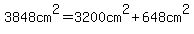 3848cm%5E2=3200cm%5E2%2B648cm%5E2
