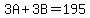 3A%2B3B=195