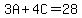 3A%2B4C+=+28