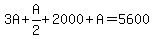 3A%2BA%2F2%2B2000%2BA=5600