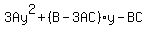3Ay%5E2+%2B+%28B-3AC%29y+-+BC
