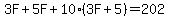 3F%2B5F%2B10%283F%2B5%29=202