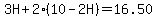 3H%2B2%2810-2H%29=16.50