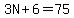3N%2B6=75