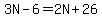 3N-6=2N%2B26