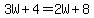 3W%2B4=2W%2B8