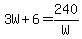 3W%2B6=240%2FW