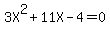 3X%5E2%2B11X-4=0