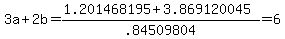 3a+%2B+2b+=+%281.201468195+%2B+3.869120045%29%2F.84509804+=+6