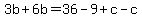 3b%2B6b=36-9%2Bc-c