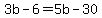 3b+-+6+=+5b+-+30+
