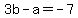 3b+-+a+=+-7