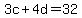 3c%2B4d=32