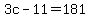 3c+-+11+=+181