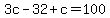 3c-32%2Bc=100