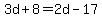 3d%2B8=2d-17