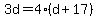 3d=4%28d%2B17%29