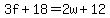 3f%2B18=2w%2B12