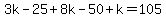 3k-25%2B8k-50%2Bk=105