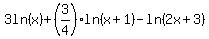 3ln%28x%29%2B%283%2F4%29ln%28x%2B1%29-ln%282x%2B3%29