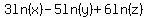 3ln%28x%29+-+5ln%28y%29+%2B+6ln%28z%29