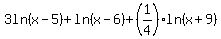3ln%28x-5%29%2Bln%28x-6%29%2B%281%2F4%29ln%28x%2B9%29