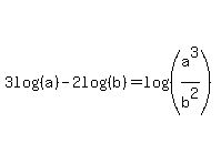 3log%28%28a%29%29-2log%28%28b%29%29=log%28%28a%5E3%2Fb%5E2%29%29