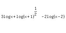 3log%28x%29%2Blog%28%28x%2B1%29%5E%281%2F2%29%29-2log%28%28x-2%29%29