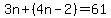 3n%2B%284n-2%29=61