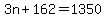 3n%2B162=1350