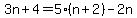 3n%2B4+=+5%28n%2B2%29-2n