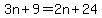 3n%2B9=2n%2B24