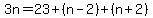 3n=23%2B%28n-2%29%2B%28n%2B2%29