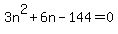 3n%5E2%2B6n-144=0