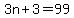 3n+%2B+3+=+99