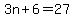 3n+%2B+6+=+27
