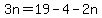 \"3n+=+19+-+4+-2n\"