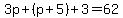 3p%2B%28p%2B5%29%2B3=62
