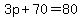 3p%2B70=80