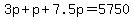 3p%2Bp%2B7.5p=5750